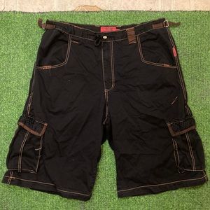 TRIPP NYC BLACK ORANGE GOTH WIDE LEG BAGGY SHORTS SIZE 2X 2XL (Sz 36)